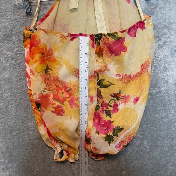 TRAMP Women Y2K Silk Colorful Floral Halter Neck Relaxed Fit Tank Top L - Picture 9 of 11
